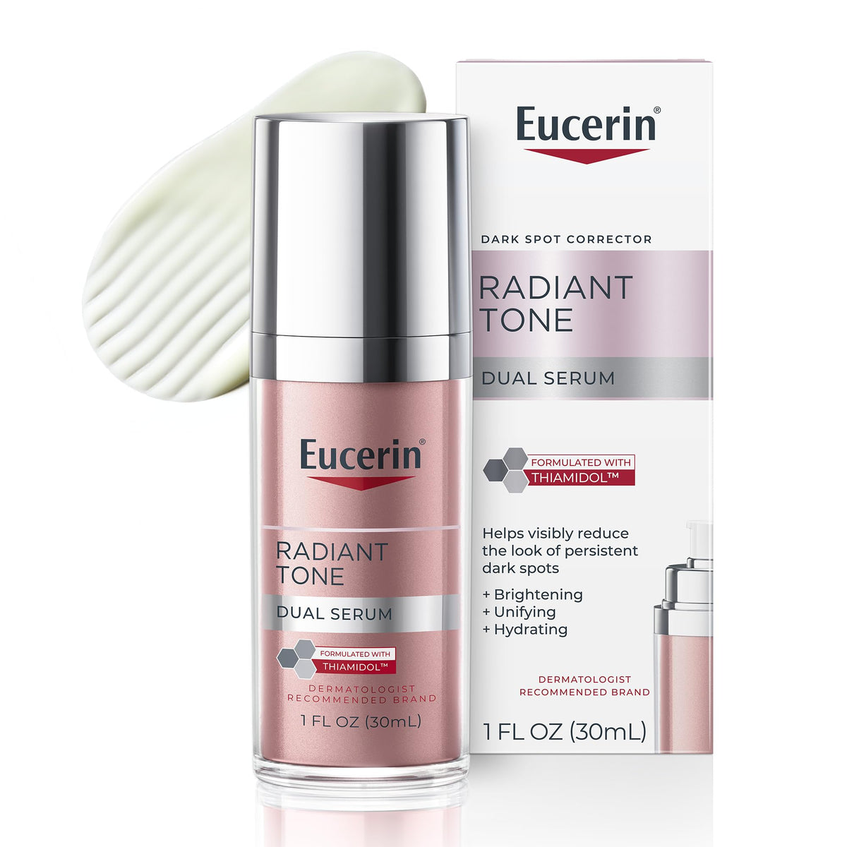 Eucerin radiant tone front bottle showing sleek packaging and easy use
