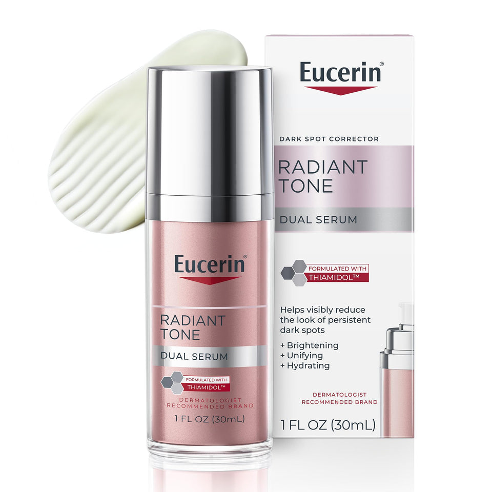 Eucerin radiant tone front bottle showing sleek packaging and easy use