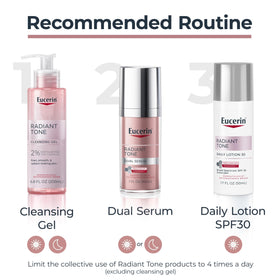 Eucerin radiant tone on bathroom shelf in lifestyle setting for everyday routine benefit