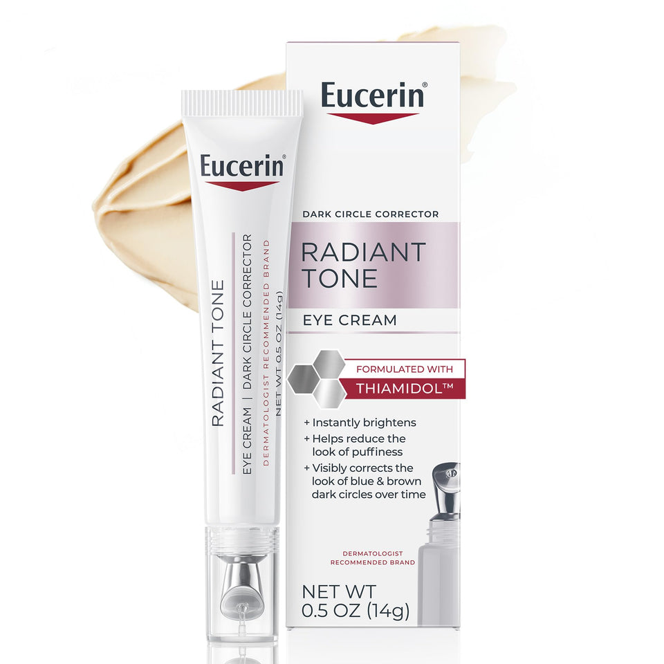 eucerin tube front view showing product and brightening benefit