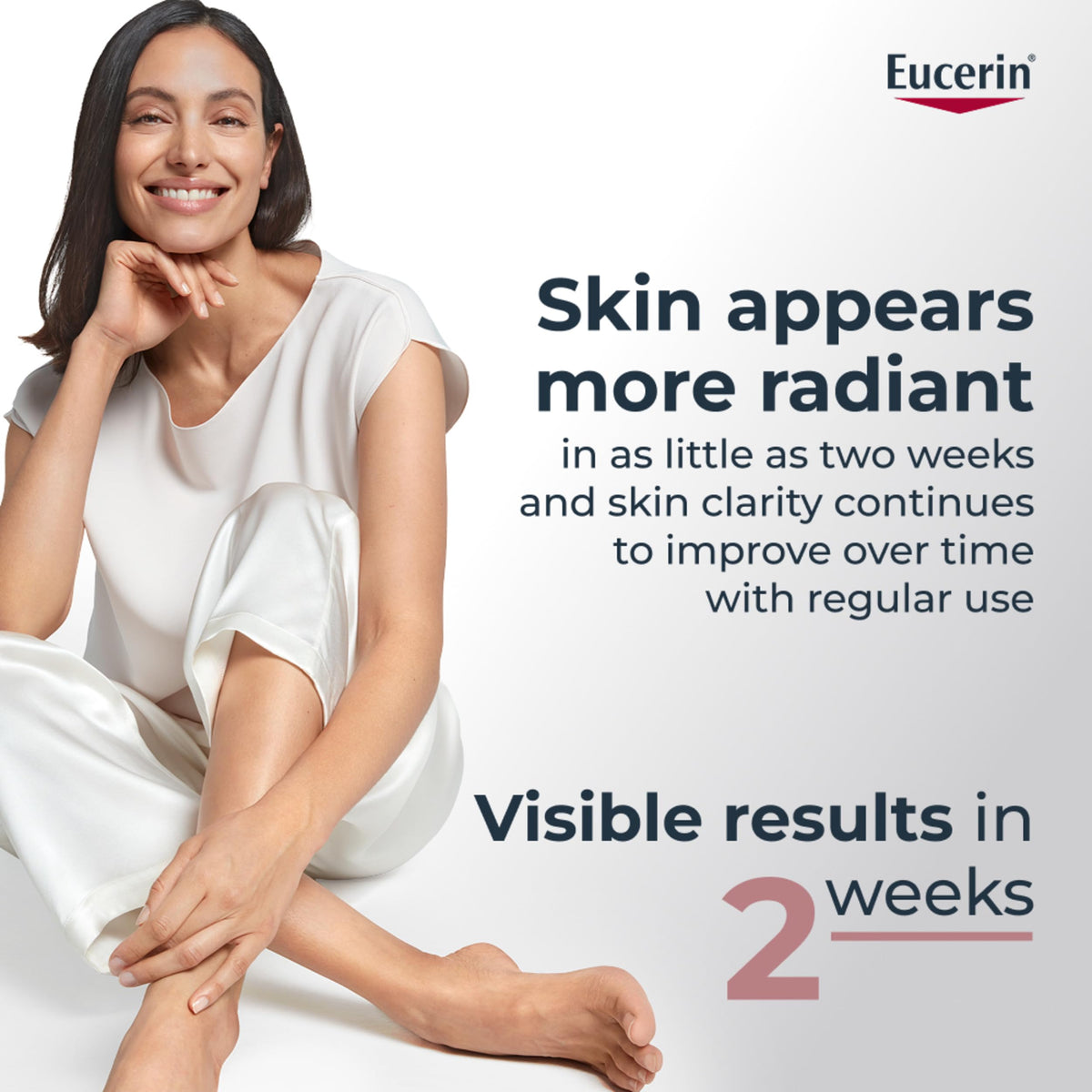 Eucerin Radiant Tone Thiamidol ingredient graphic highlighting targeted dark spot reduction benefit
