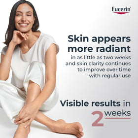 Eucerin Radiant Tone Thiamidol ingredient graphic highlighting targeted dark spot reduction benefit