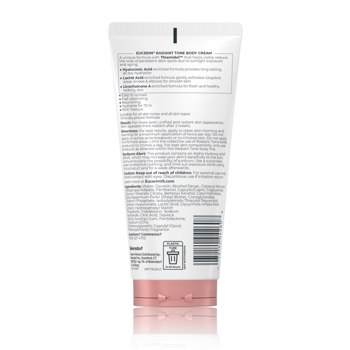 Eucerin Radiant Tone on bathroom vanity in lifestyle shot showing daily routine compatibility benefit