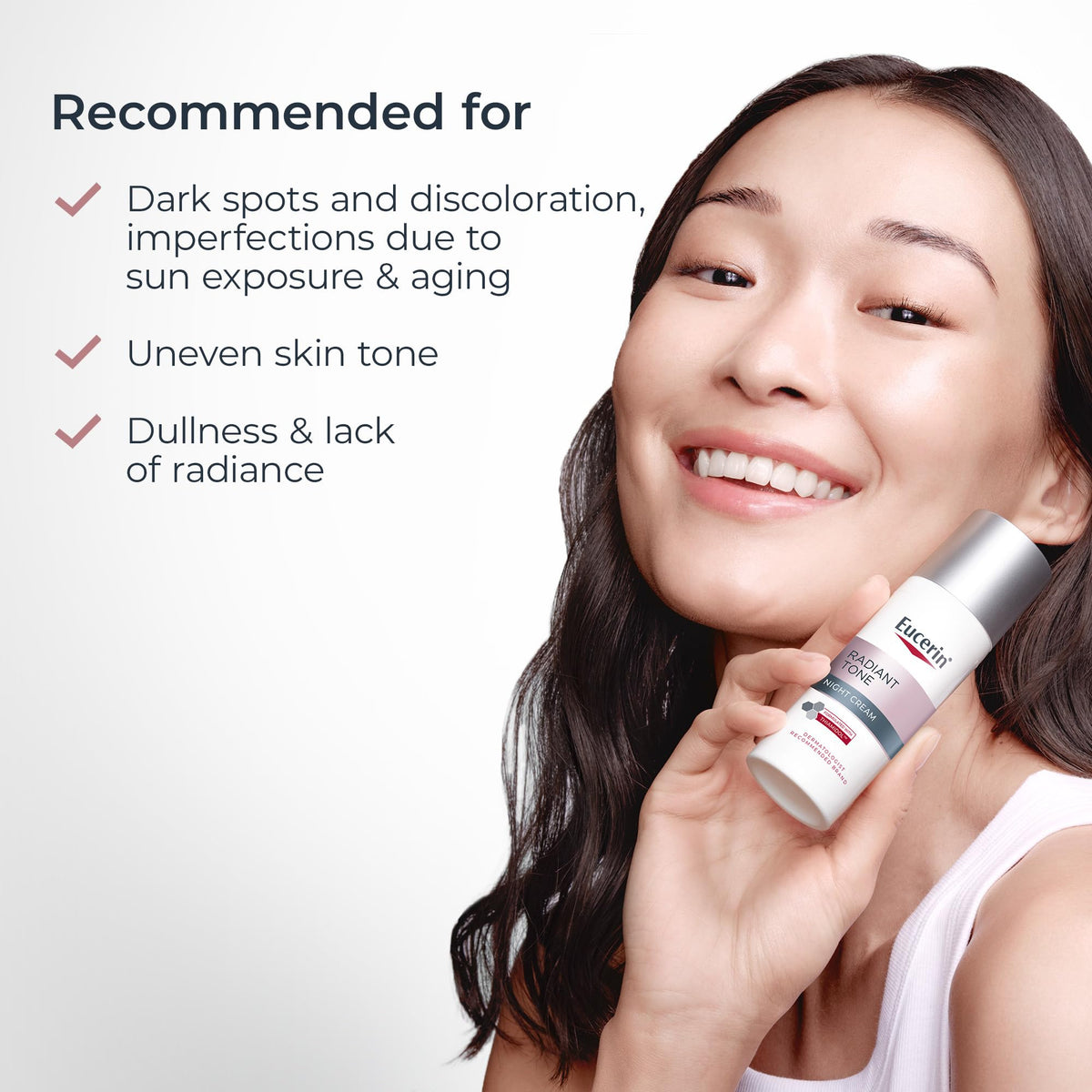 Nightstand setting with Eucerin cream illustrating easy nightly routine benefit