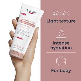 Applying Eucerin on forearm to show targeted dark spot correction benefit