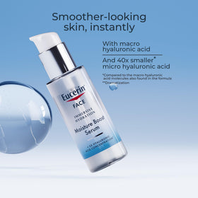 Eucerin serum on bathroom counter demonstrating daily routine compatibility