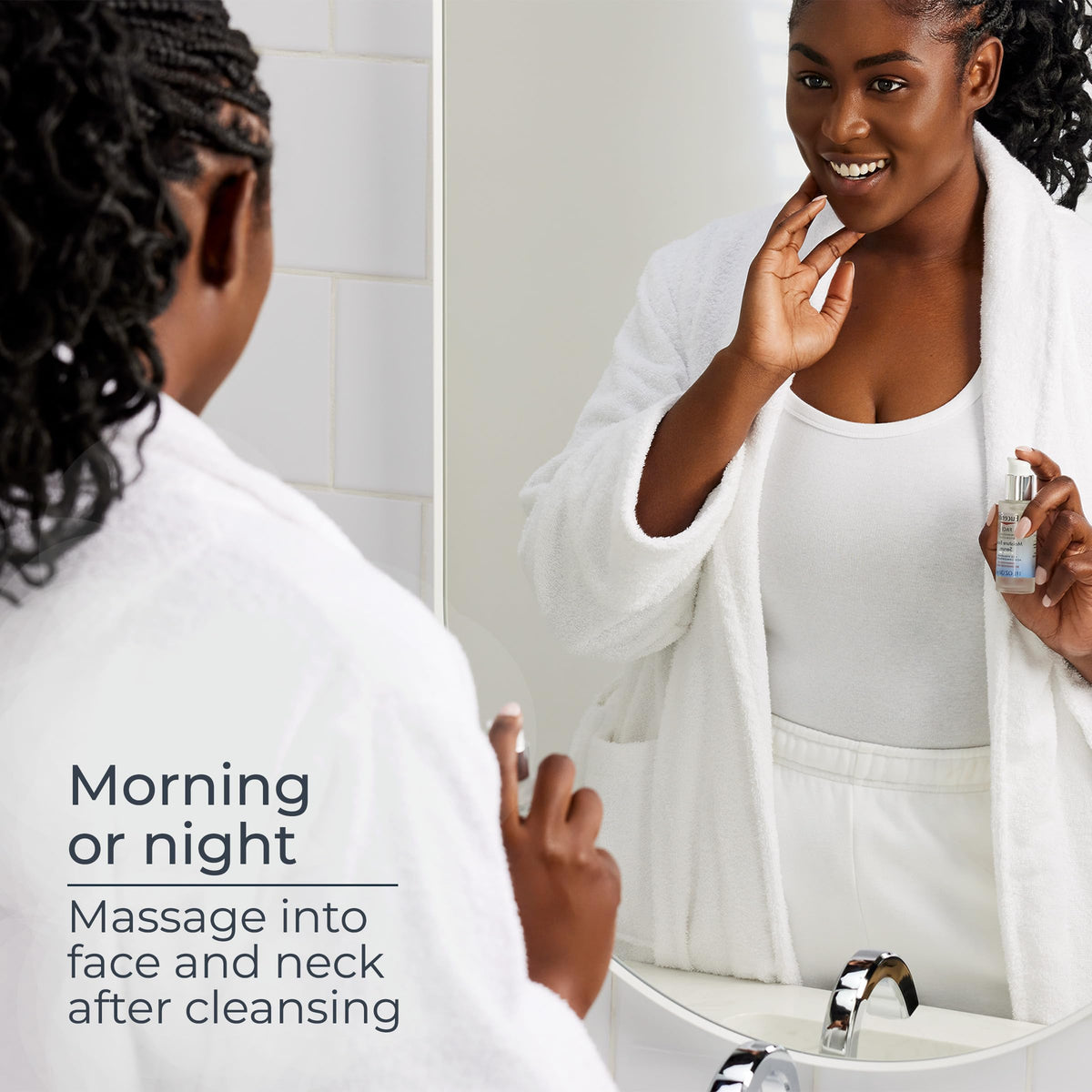 Eucerin before-and-after skin texture comparison showing smoother look