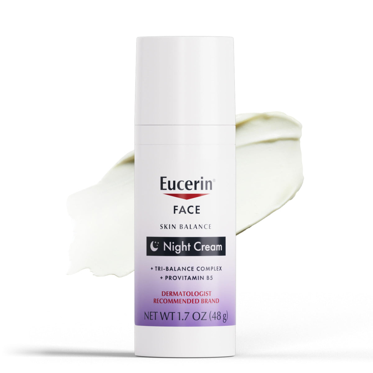 Eucerin Skin Balance Night Cream front bottle showing packaging and brand benefit
