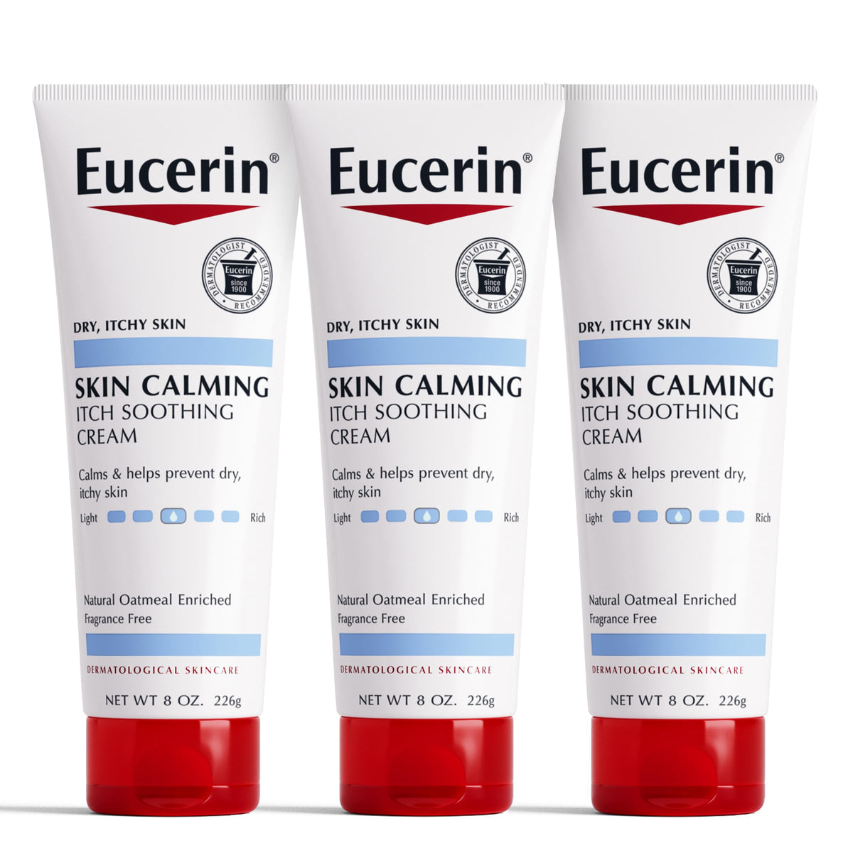 Eucerin Skin Calming Cream front tube showing label and size benefits