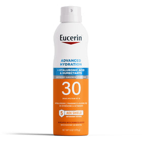 Eucerin spray front packaging showing 6 oz bottle and SPF protection