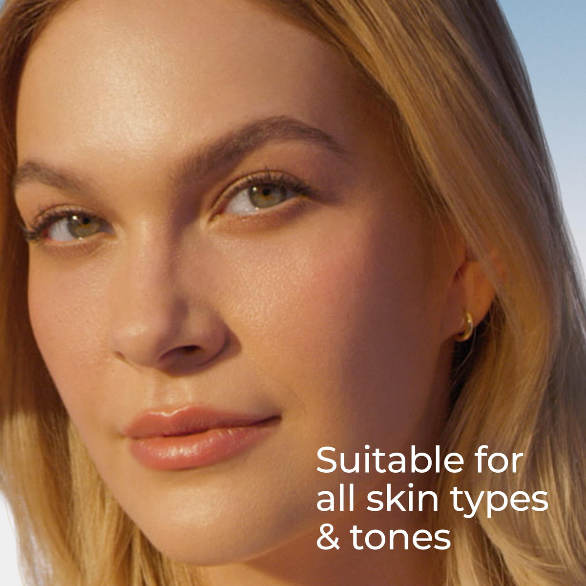 Eucerin applying sunscreen on cheek for smooth protection
