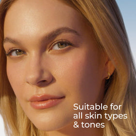 Eucerin applying sunscreen on cheek for smooth protection