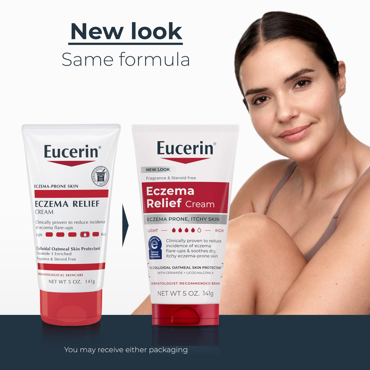 Eucerin cream texture close-up illustrating fast-absorbing, non-greasy formula