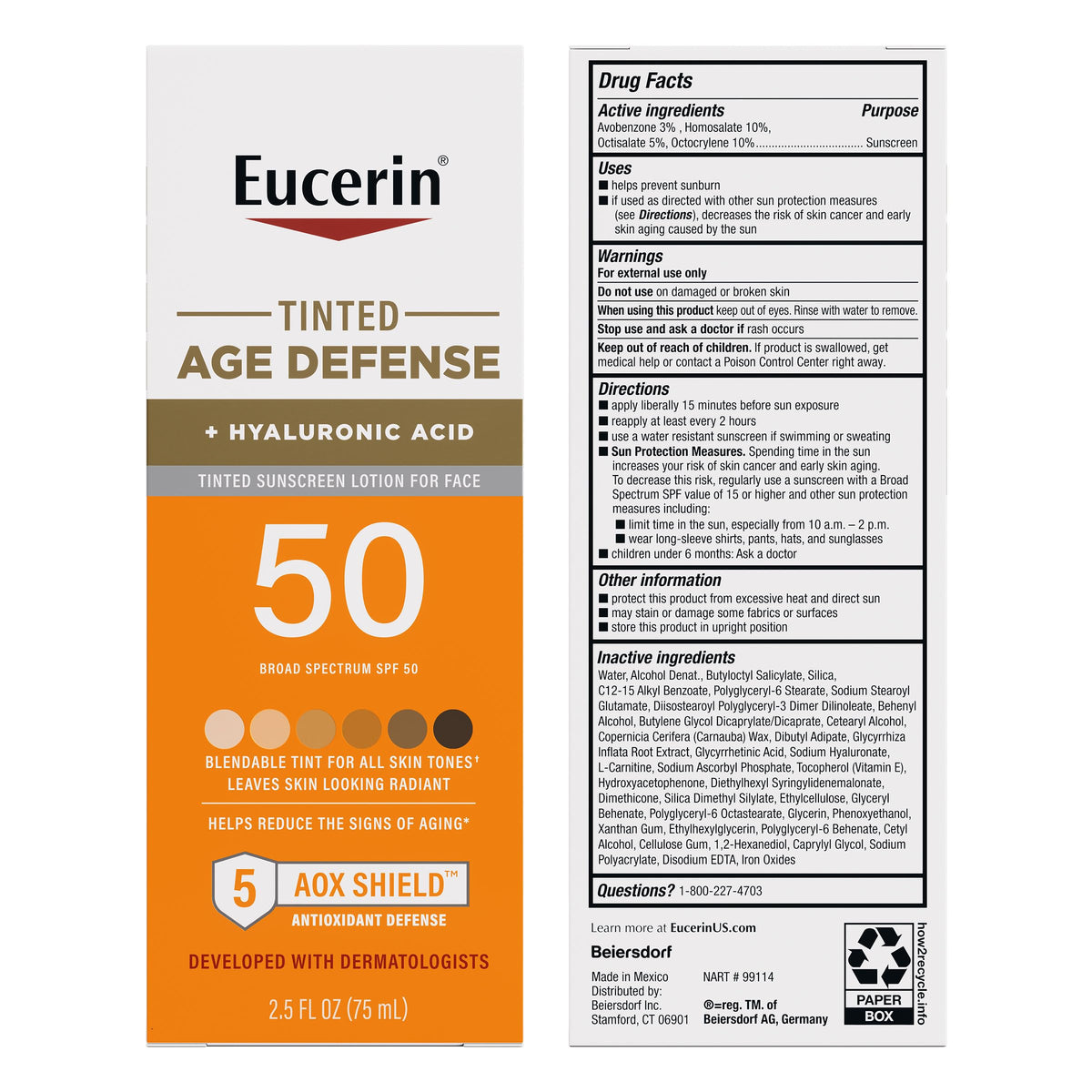 Eucerin on bathroom counter with skincare items, daily routine friendly