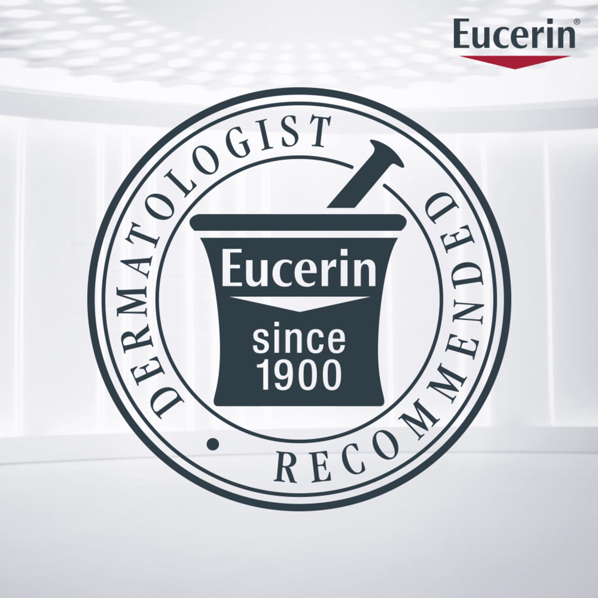 Eucerin body wash poured onto hand demonstrating mild, non-foaming cleanse