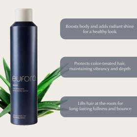 Eufora Boost applied to hair roots demonstrating added texture and lift