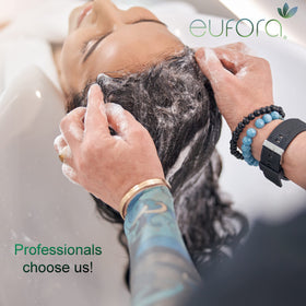 Eufora bottle pump close-up with product texture visible, highlights hydration benefit