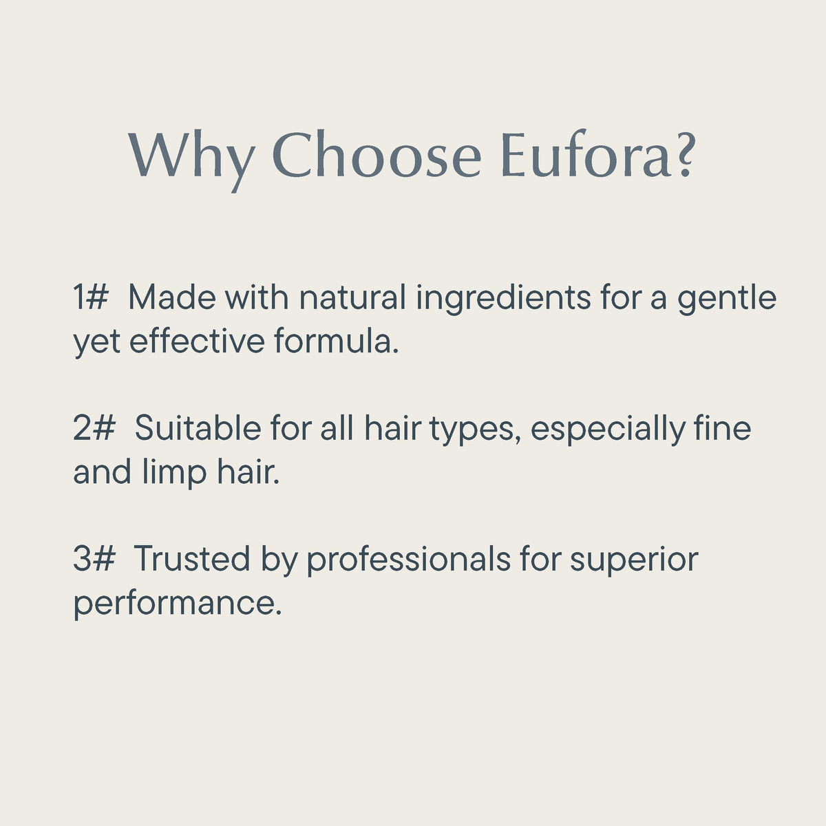 Eufora on styled hair in lifestyle scene highlighting natural volume benefit