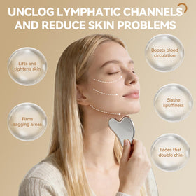 EULOGIST stainless-steel heart-shaped gua sha showing cool sculpting surface for definition