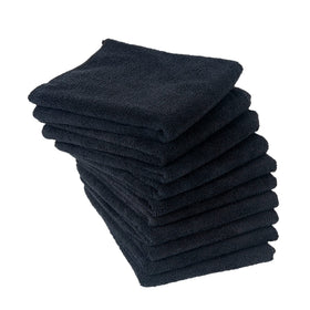 Eurow front pack showing 10 black towels and professional supply look