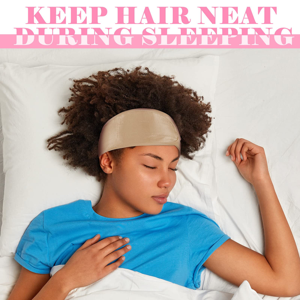 Eurzom lifestyle shot in morning routine protecting curls and reducing frizz