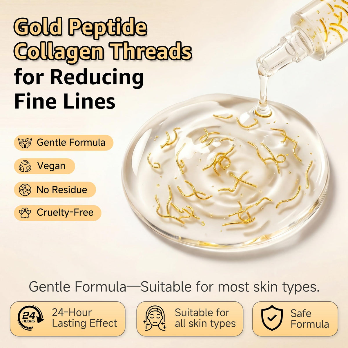 Eustofeyce silk peptide fibers macro texture demonstrating smoothing benefit