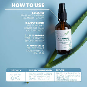 Applying Eva Naturals serum on cheek to minimize pores and oil