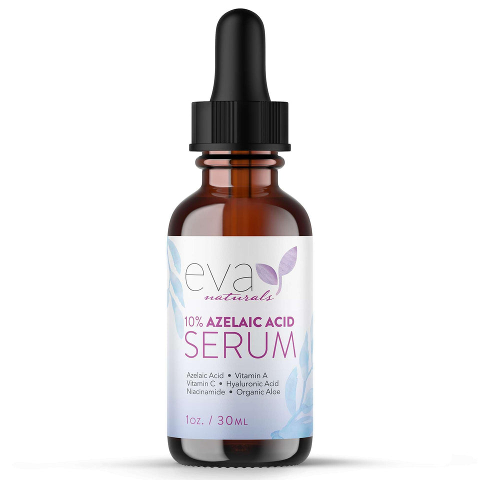 Eva Naturals front packaging showing azelaic acid serum for clearer skin