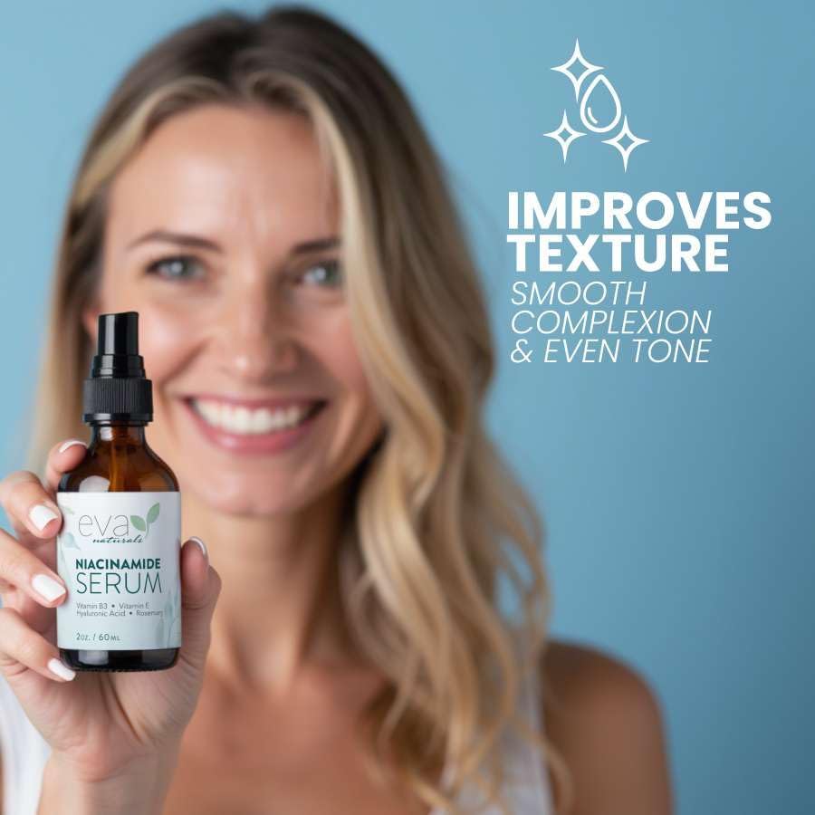 Eva Naturals before and after visual comparing reduced pore appearance