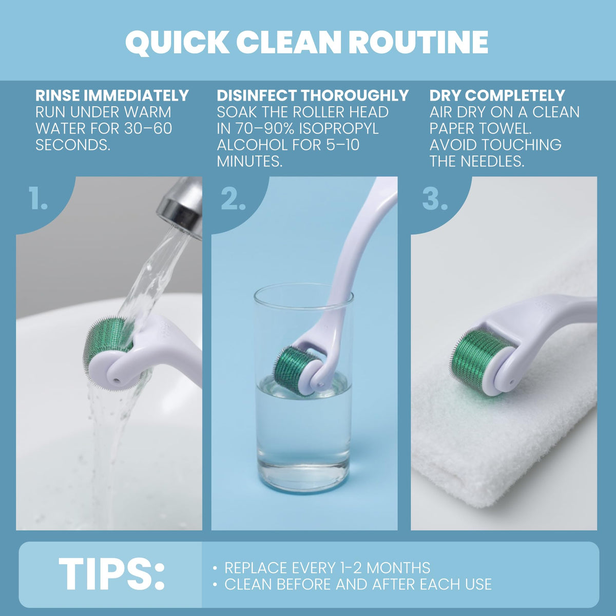 Eva Naturals derma roller demonstrated on cheek for improved absorption