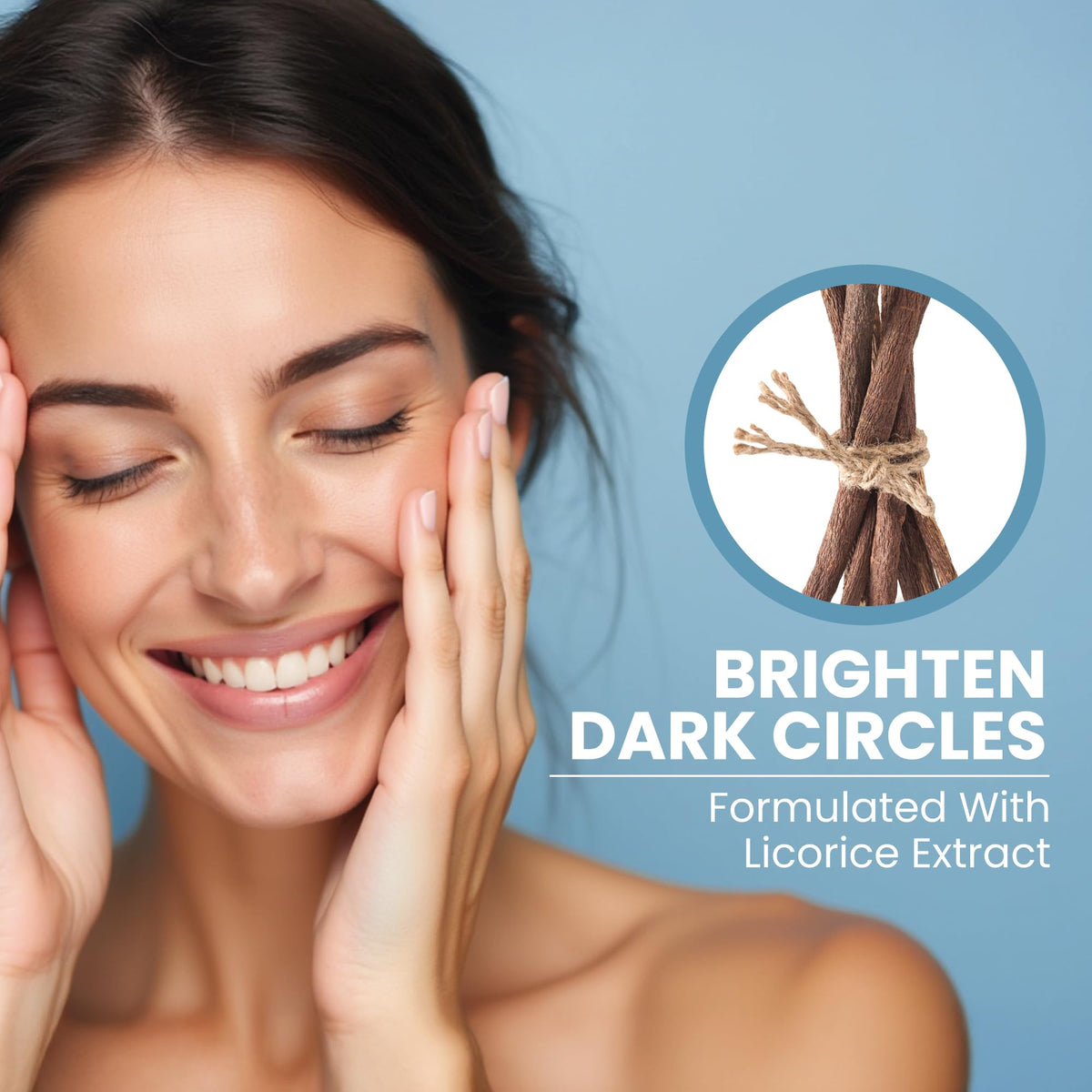 Eva Naturals applying gel under eye to reduce puffiness and hydrate