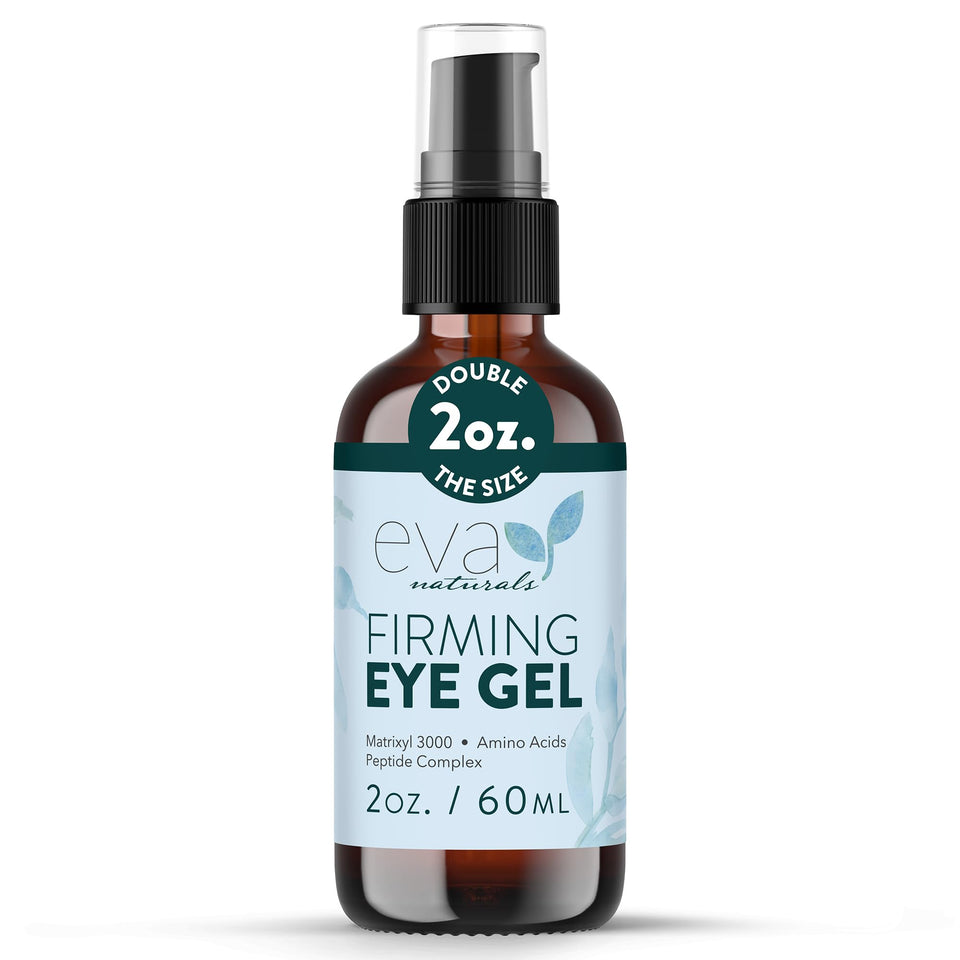Eva Naturals front packaging showing eye gel tube and clear benefits