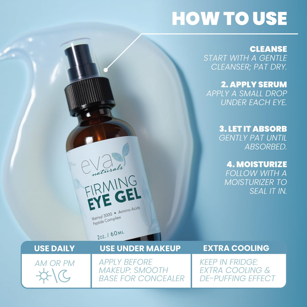 Eva Naturals dispensed amount on fingertip for controlled application