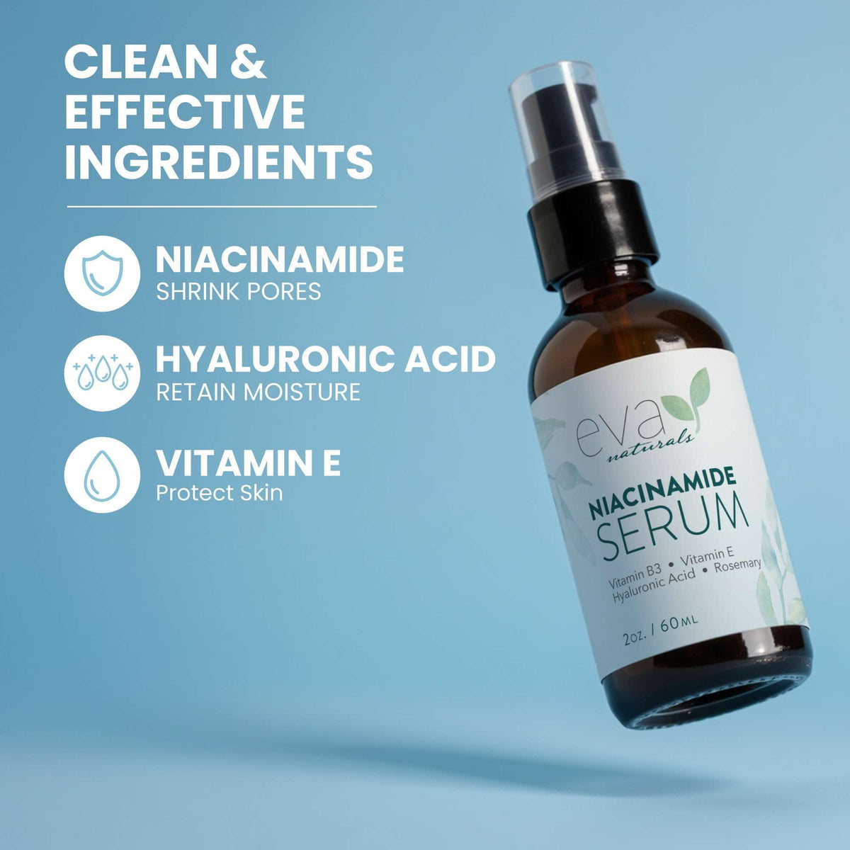 Eva Naturals hand holding 2 oz bottle to show true product scale