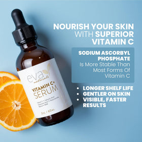 Eva Naturals hyaluronic acid ingredient bottle emphasizing moisture retention benefit