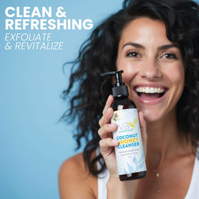 Eva Naturals ingredients flatlay with coconut honey royal jelly for nourishment
