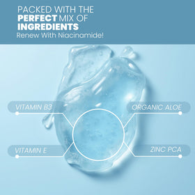 Eva Naturals label close-up showing niacinamide 12% and key actives