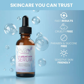 Eva Naturals model applying serum to face showing soothing effect