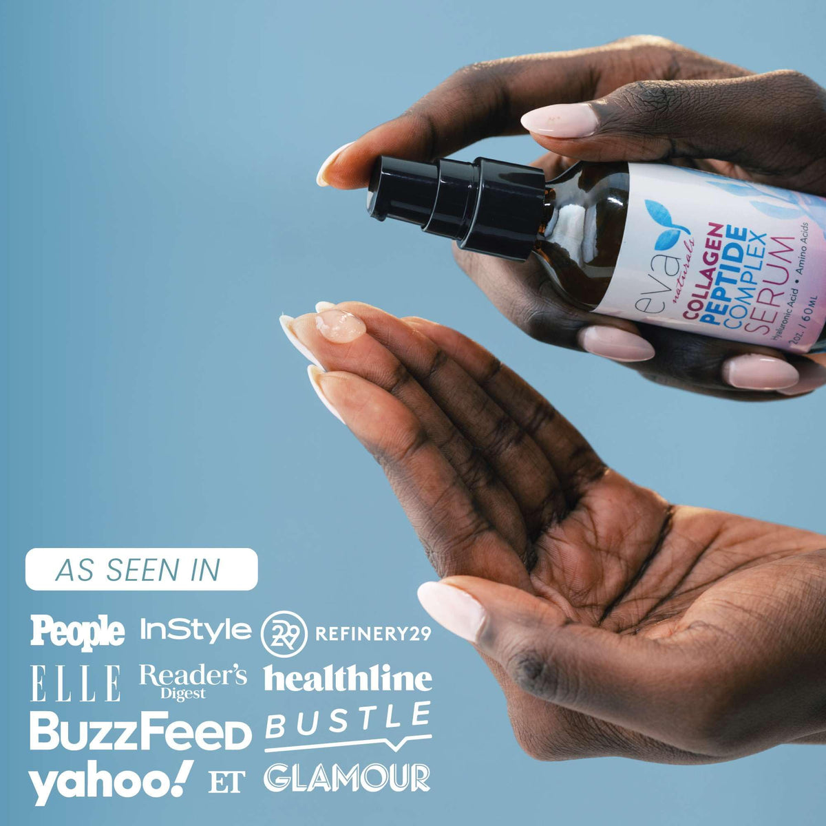 Eva Naturals applied to neck and décolleté for firming benefits