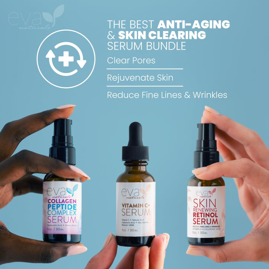 Eva Naturals Peptide serum texture on palm demonstrating hydration