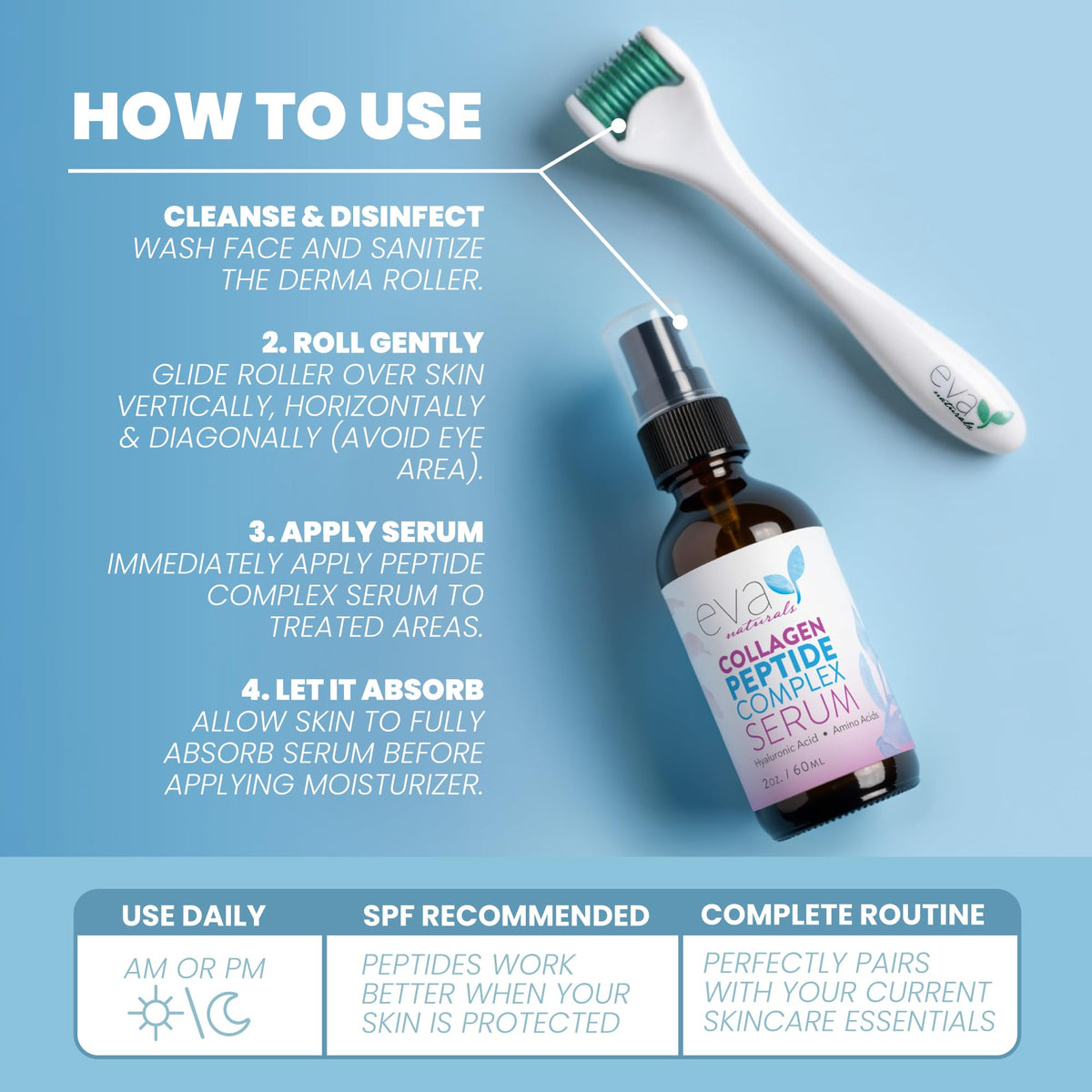 Eva Naturals roller held in hand to show scale and easy at-home use
