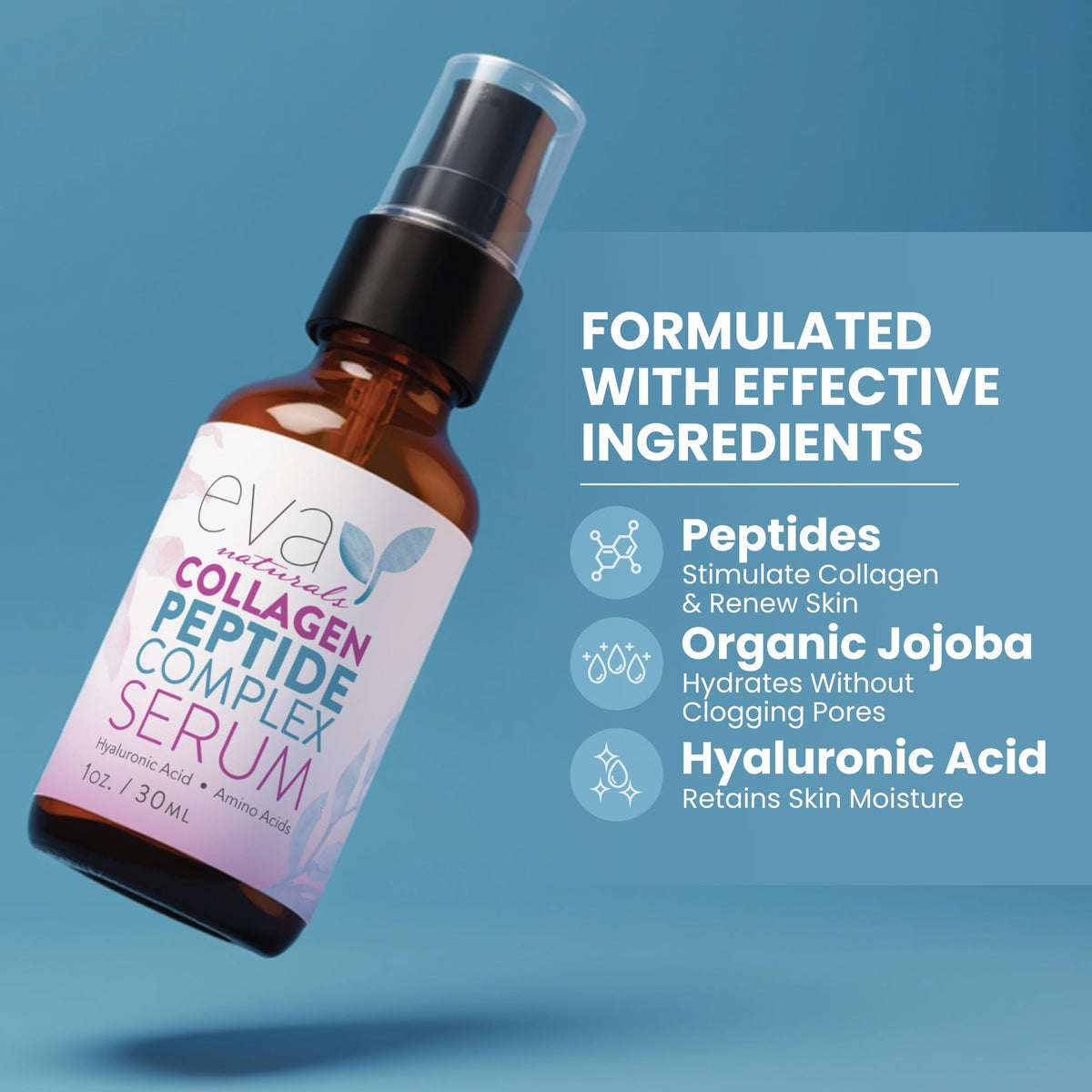 Eva Naturals beside common items to show 1 oz size and travel-friendly benefit