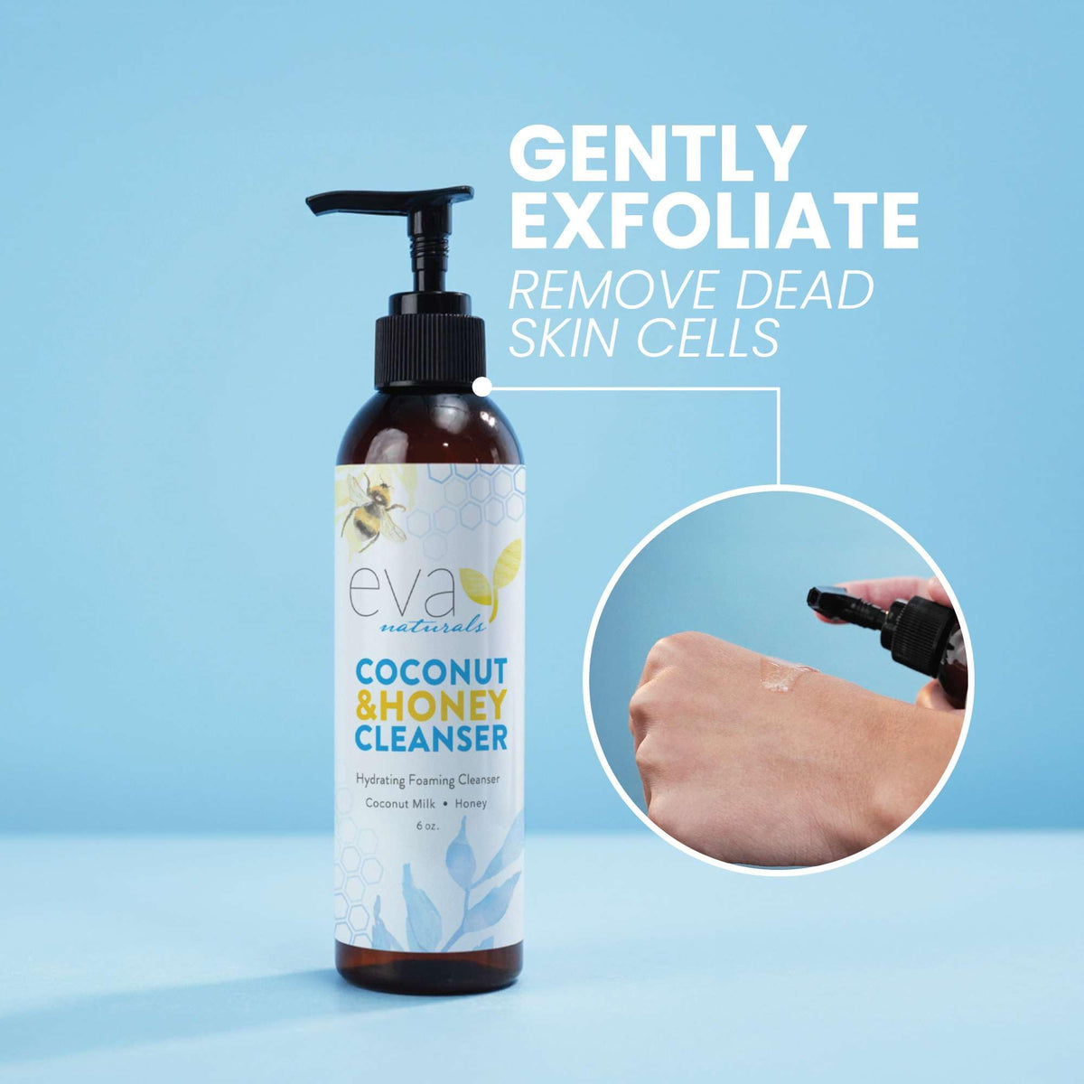 Eva Naturals applying foam to face indicating soothing care for sensitive skin