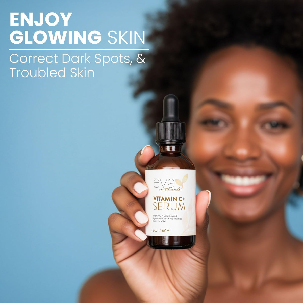 Eva Naturals serum layered under moisturizer showing smooth application and compatibility