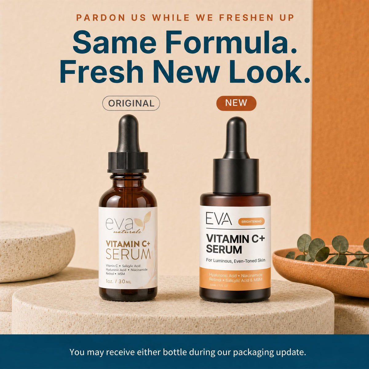 Eva Naturals dropper close-up highlighting serum clarity and easy dispensing