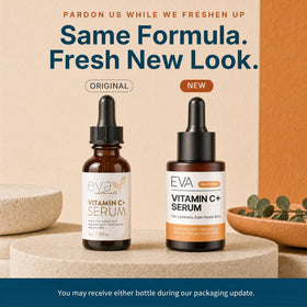 Eva Naturals dropper close-up highlighting serum clarity and easy dispensing