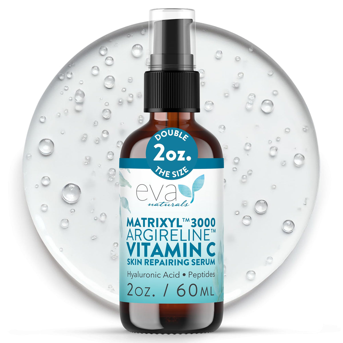 Eva Naturals front bottle showing clean packaging and anti-aging benefits