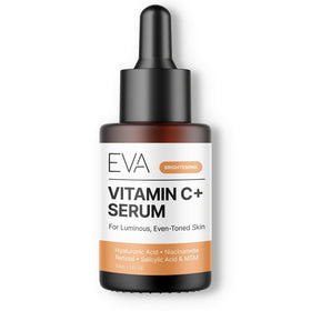 Eva Naturals front bottle view showing brightening serum and label benefits