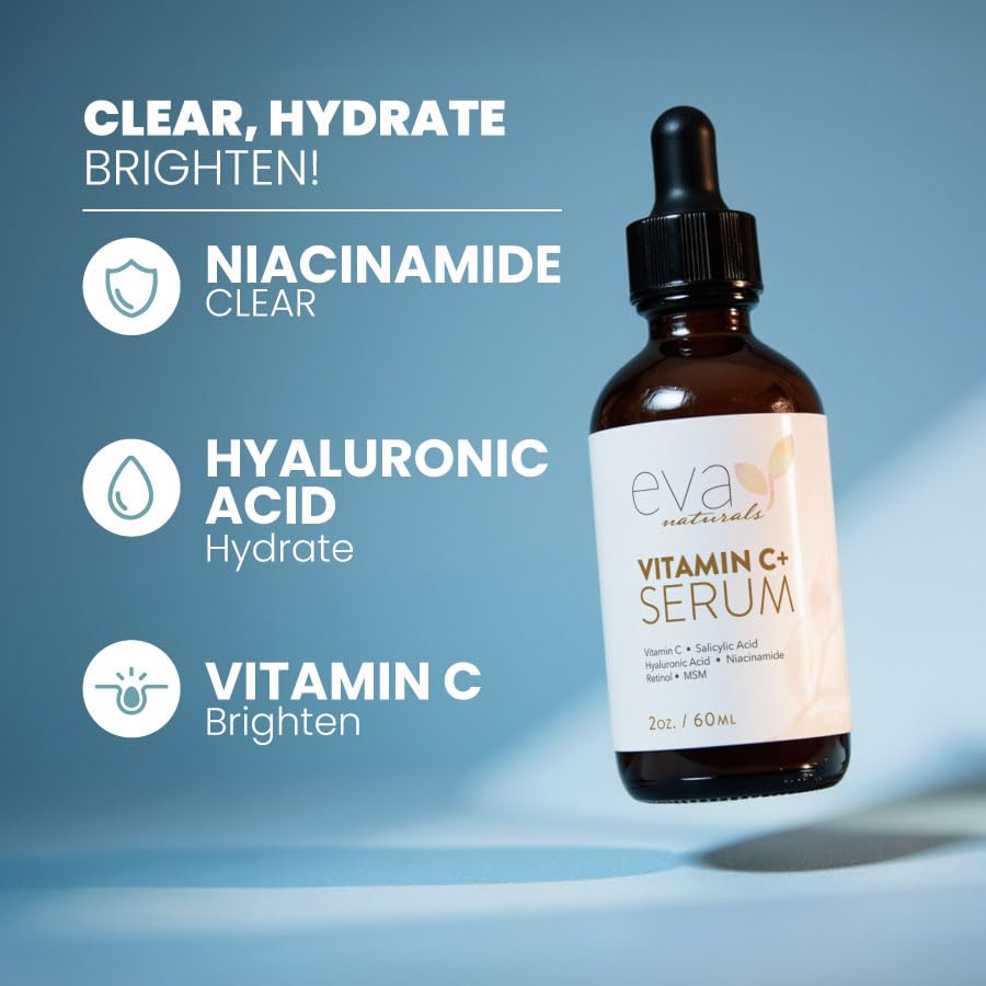 Eva Naturals pump and label close-up highlighting ingredients and clear directions