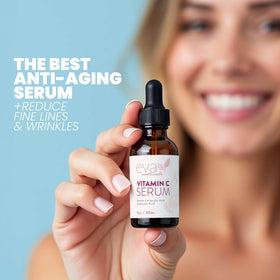 Pump dispensing clear serum with dropper for precise application by Eva Naturals